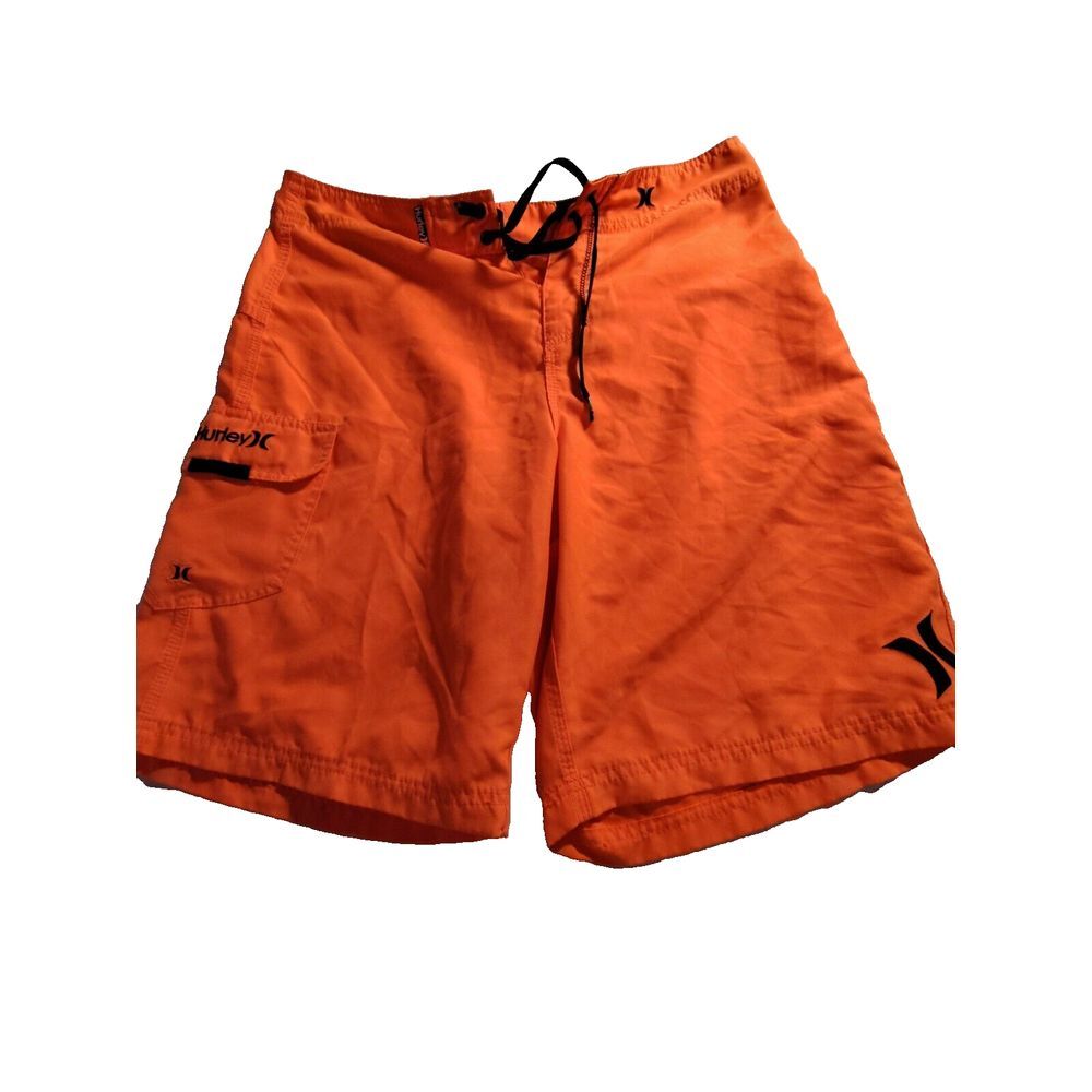 HURLEY SUPERSUEDE BOARDSHORTS Big Kid Swim Trunks Shorts Sz Med Neon Orange‎